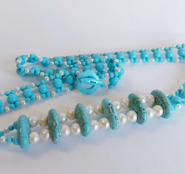 Collana pasta di Turchese e Perle