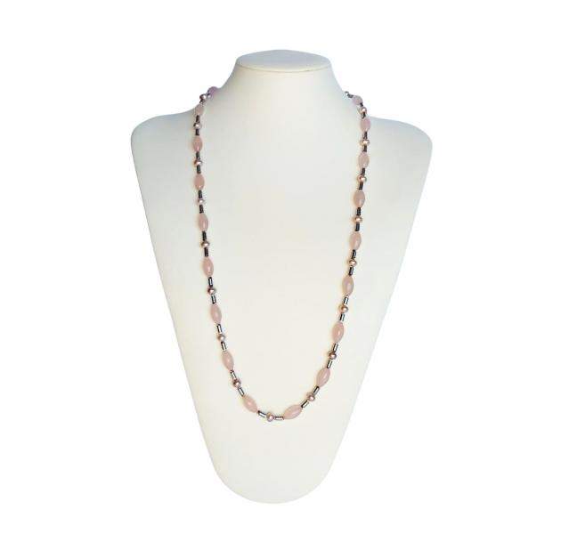 Collana_1_filo_Ematite_rosa_e_silver,_Perle_rosa,_Quarzo_rosa