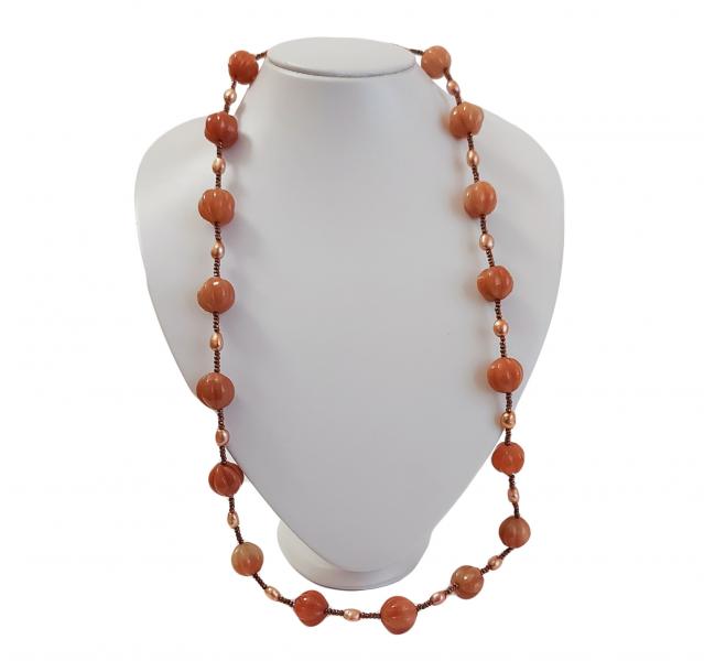 Collana_in_Ematite_Brown,_Corniola_e_Perle_Gold