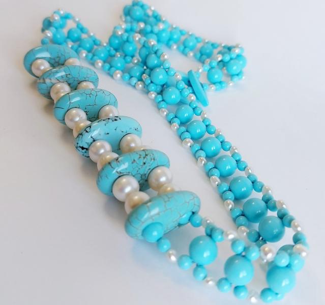 Collana pasta di Turchese e Perle