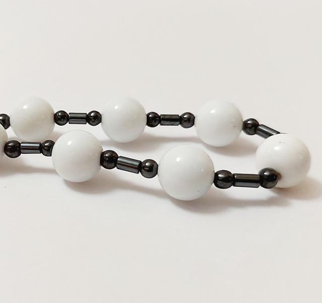 Collana in Agata bianca ed Ematite