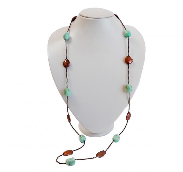 Collana_Ematite_Brown_con_Crisoprasio_e_Perle_Choccolat
