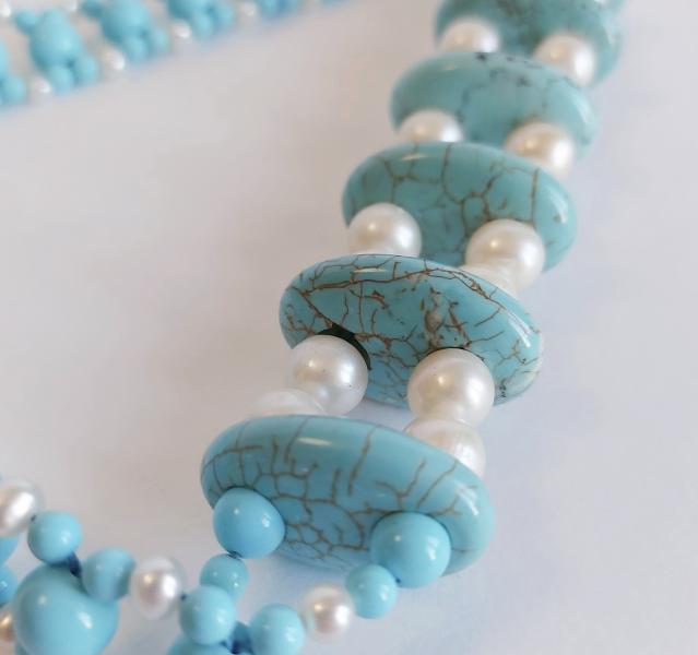 Collana pasta di Turchese e Perle