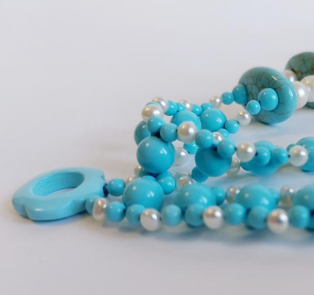 Collana pasta di Turchese e Perle