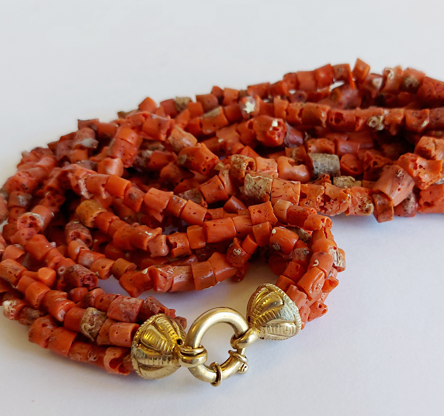 Collana di Corallo Sardegna grezzo a 5 fili