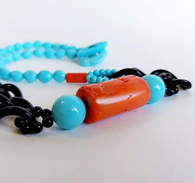 Collana in pasta di Turchese e Corallo