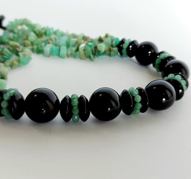 Collana in Agata Nera e Crisoprasio