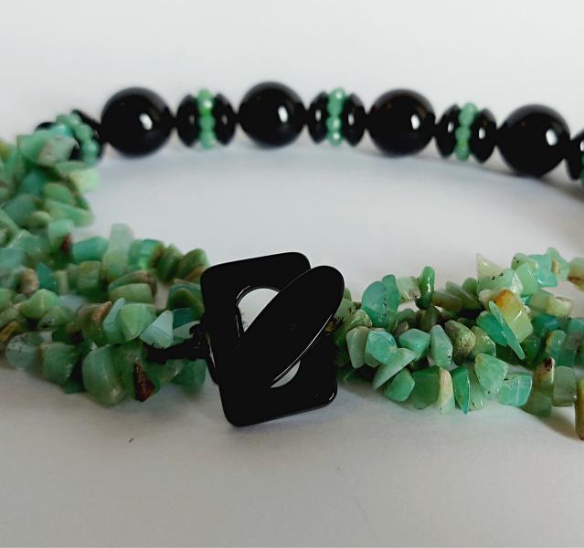 Collana in Agata Nera e Crisoprasio