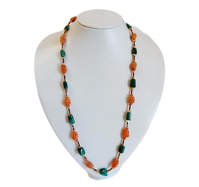 Collana_Corallo_spugnoso_e_Malachite