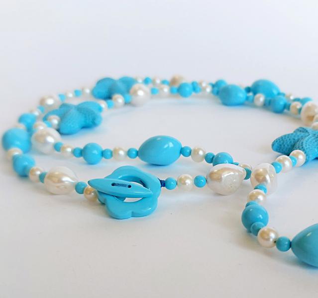 Collana pasta di Turchese e Perle
