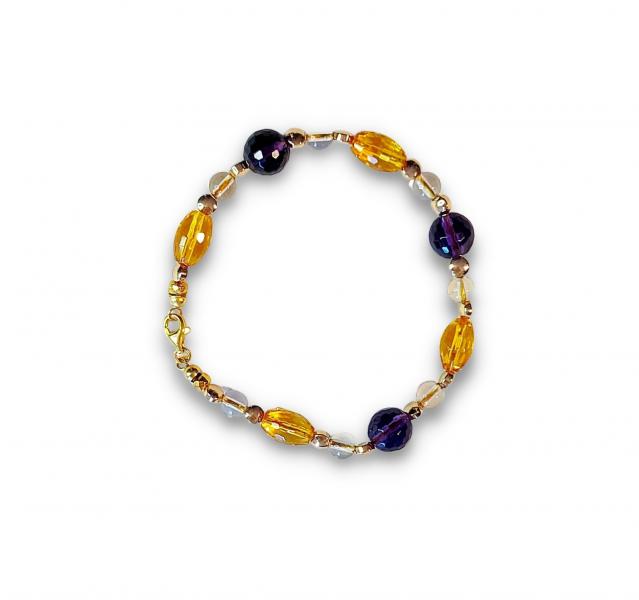 Bracciale_Match_Colors_1_filo_Ematite_gold,_Topazio_giallo_e_Ametista
