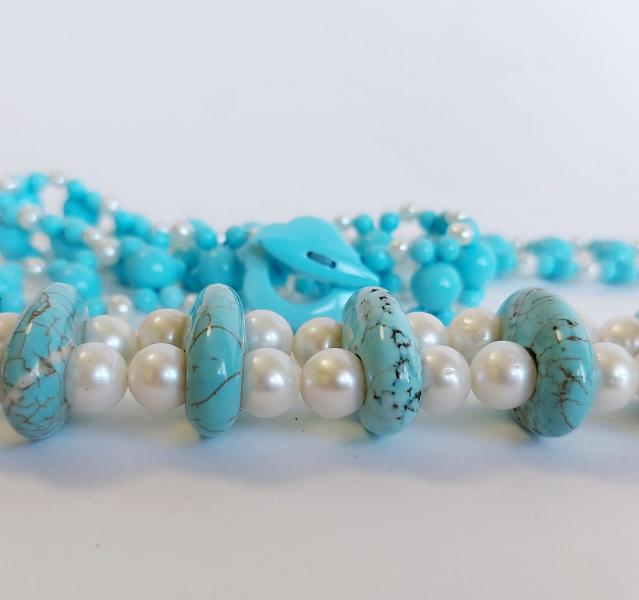Collana pasta di Turchese e Perle