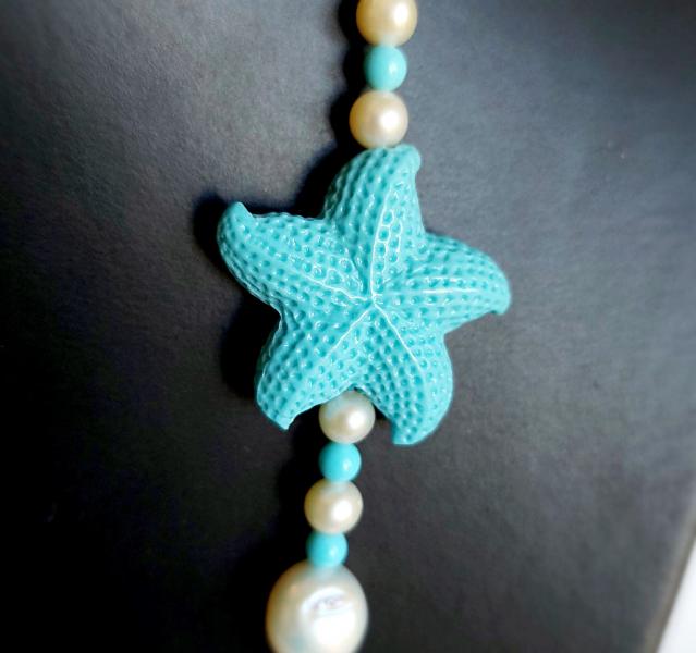 Collana pasta di Turchese e Perle